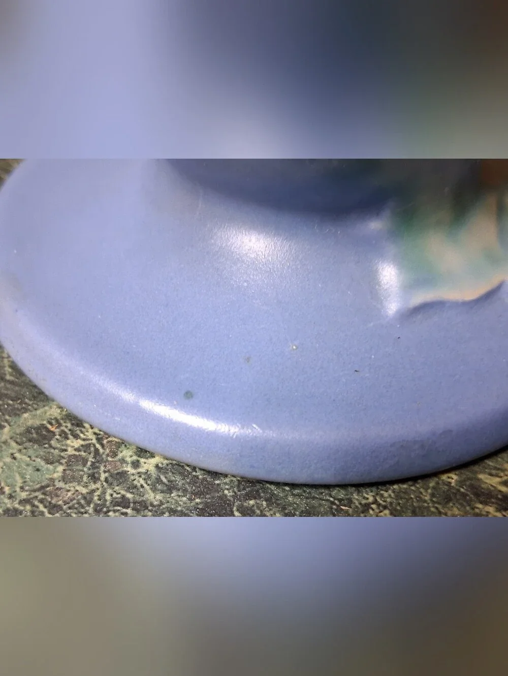 Vintage Roseville Pottery Blue Thornapple - 812 - Art Deco Vase 6.25